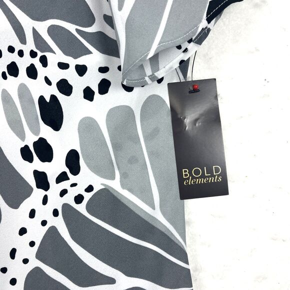 Bold Elements Cold Shoulder Blouse Women’s SZ XL Black Gray Gold Chain Boho Chic - Picture 5 of 10